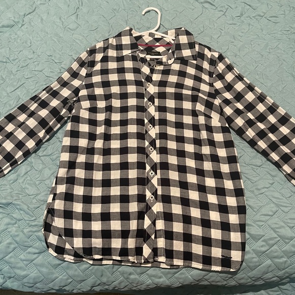 Talbots Tops - Black and White Plaid Collared Shirt